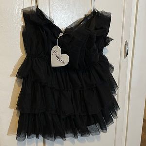 Never worn Buddy Love POWDER PUFF STRAPLESS TULLE MINI DRESS in Black// NWT